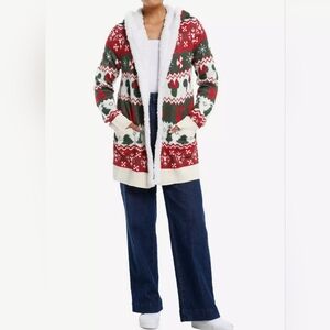 HER Universe Disney Mickey Mouse & Minnie Mouse Fair Isle Sherpa Cardigan